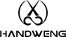 Minimalist logo featuring scissors icon above the word HANDWENG, black on white background.