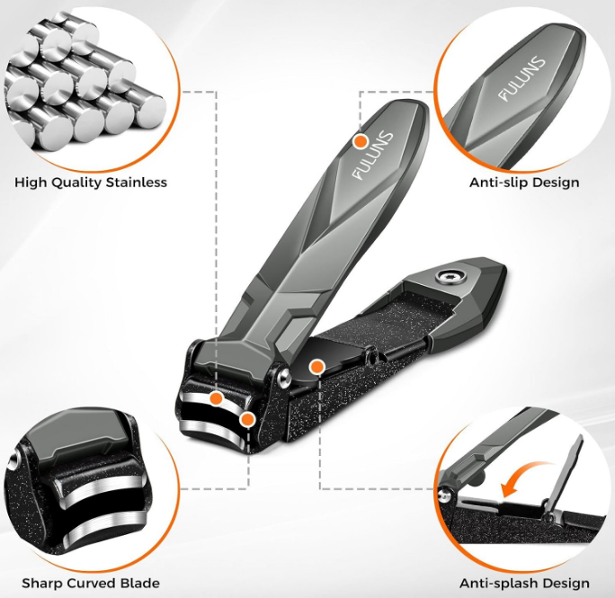 Ultra-scharfe, anti-spritzende Zehennagelknipser mit ergonomischem, langem Griff | DRMODE