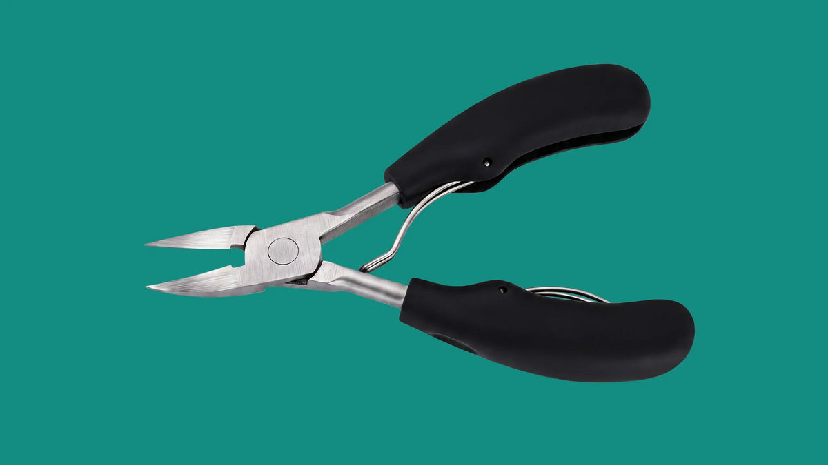 Black ergonomic handle Germany nail clipper with pointed precision tips, designed for tough toenails and ingrown nail care