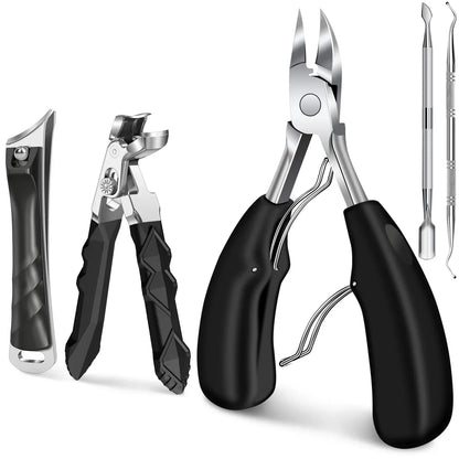 Toenail clippers set with ergonomic handles and nail care tools for thick nails
